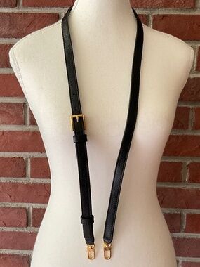 Tory Burch Black Pebble Leather Adjustable Replacement Strap NEW